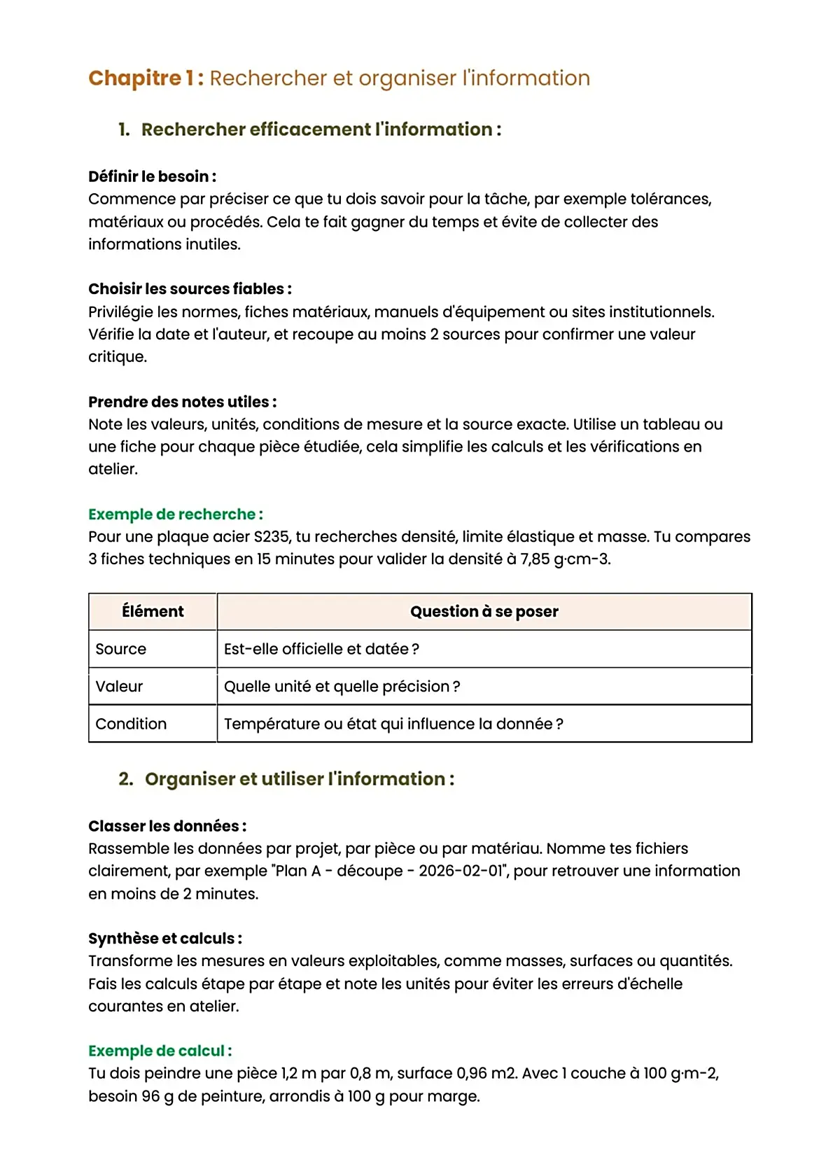 Example Fiche de Révision BP Métallier